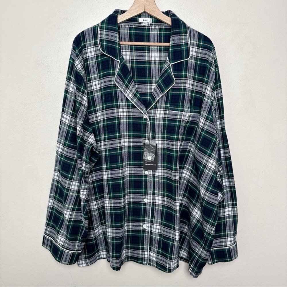 Knix Womens 4XL Green Plaid Pajama Shirt